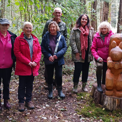 Howes Wood - One group of public ballot winners along with another local woodland owner, Helen Butler - our woodland manager & Eric the squirrel