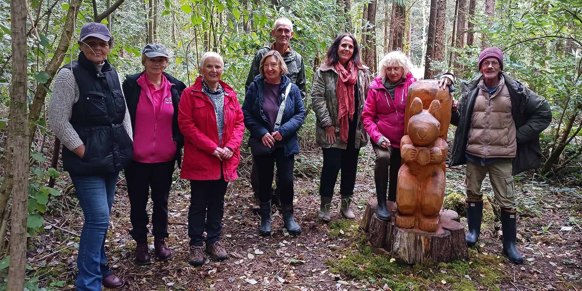 Howes Wood - One group of public ballot winners along with another local woodland owner, Helen Butler - our woodland manager & Eric the squirrel
