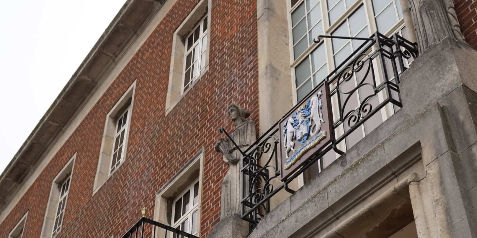 Outside the old section of County Hall