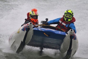 Aaron and Lisa in the Powerboat