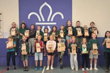 Scouts with their bird boxes