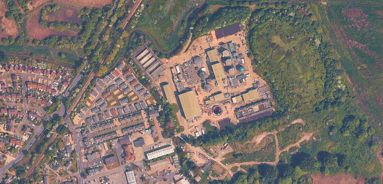 aerial view of sandown water treatment works