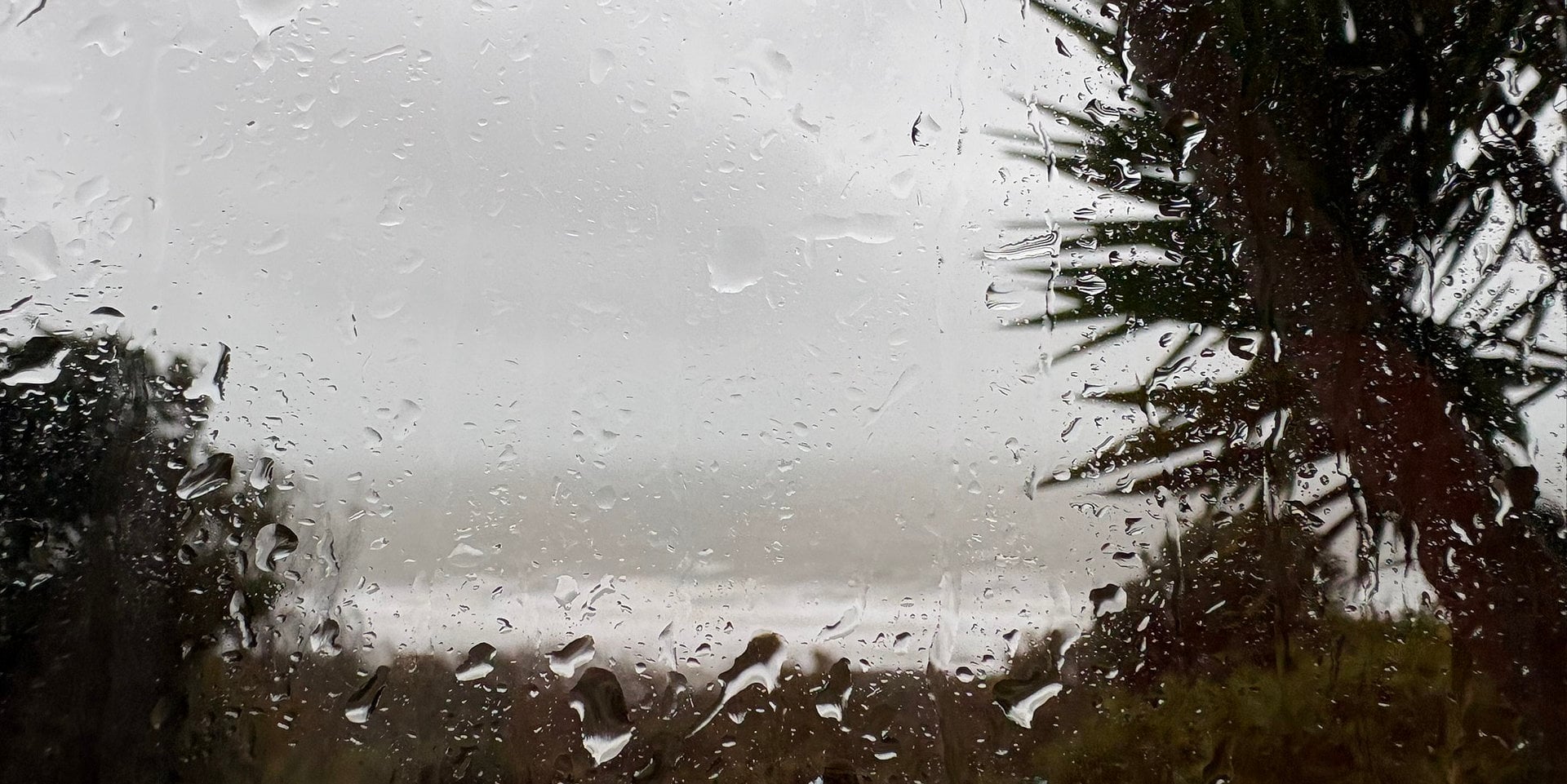 Looking at a rainy scene through a house window