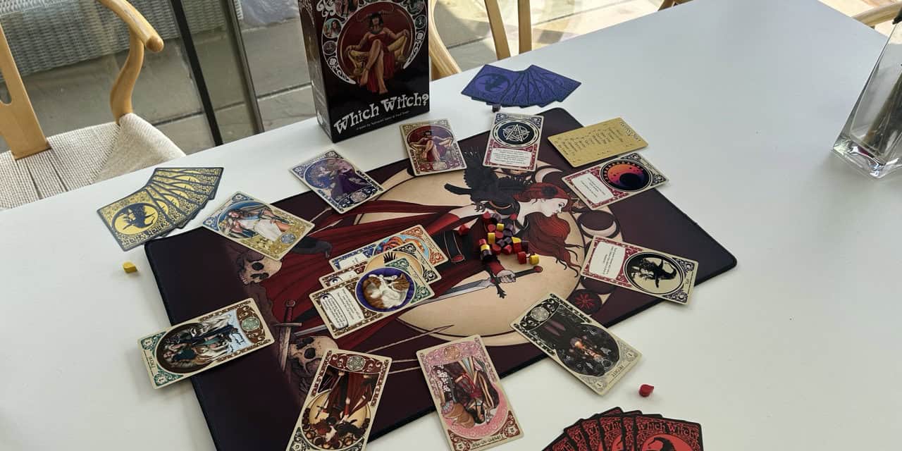 The Which Witch game cards laid out on a table