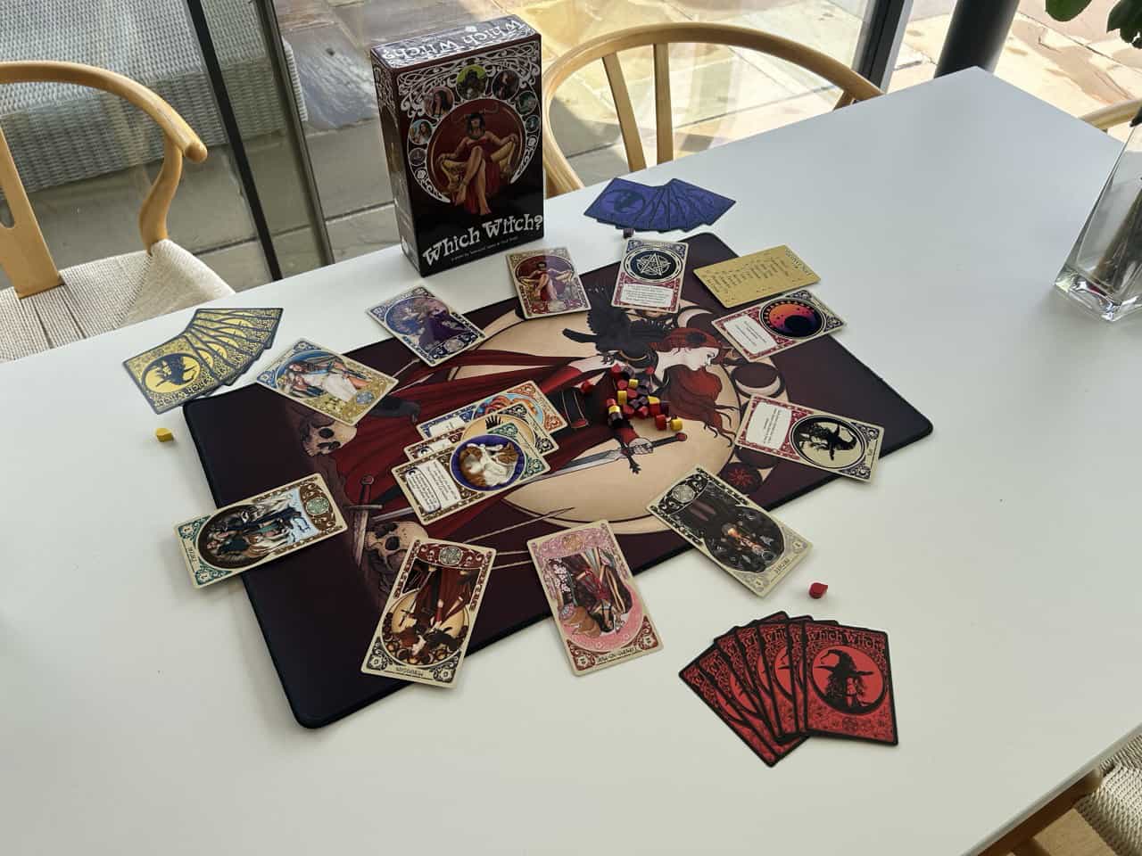 The Which Witch game cards laid out on a table