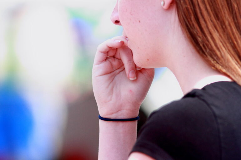 woman looking concerned